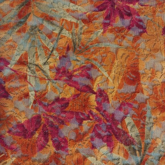 Tropical Fabric Sheer Stretchy Orange Purple 4+Yds Studio Line by Caravel - Picture 3 of 6
